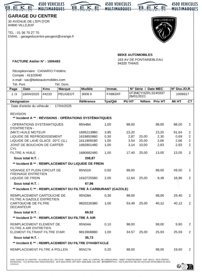 PEUGEOT 3008 16650€ HT - BLUEHDI 130CH S S EAT8 ACTIVE